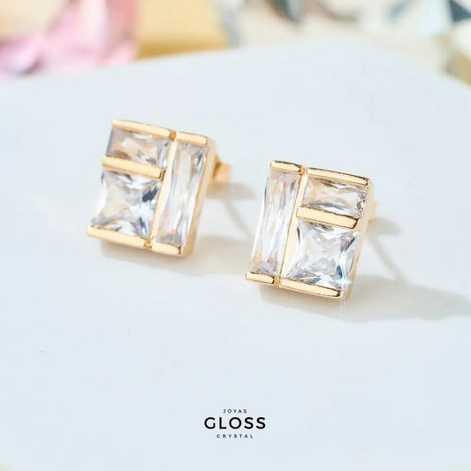 Aros Felicia Enchape de Oro 18K - Joyas Gloss Crystal