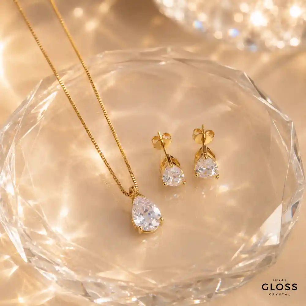Aros Fresia Baño de Oro 18k - Joyas Gloss Crystal