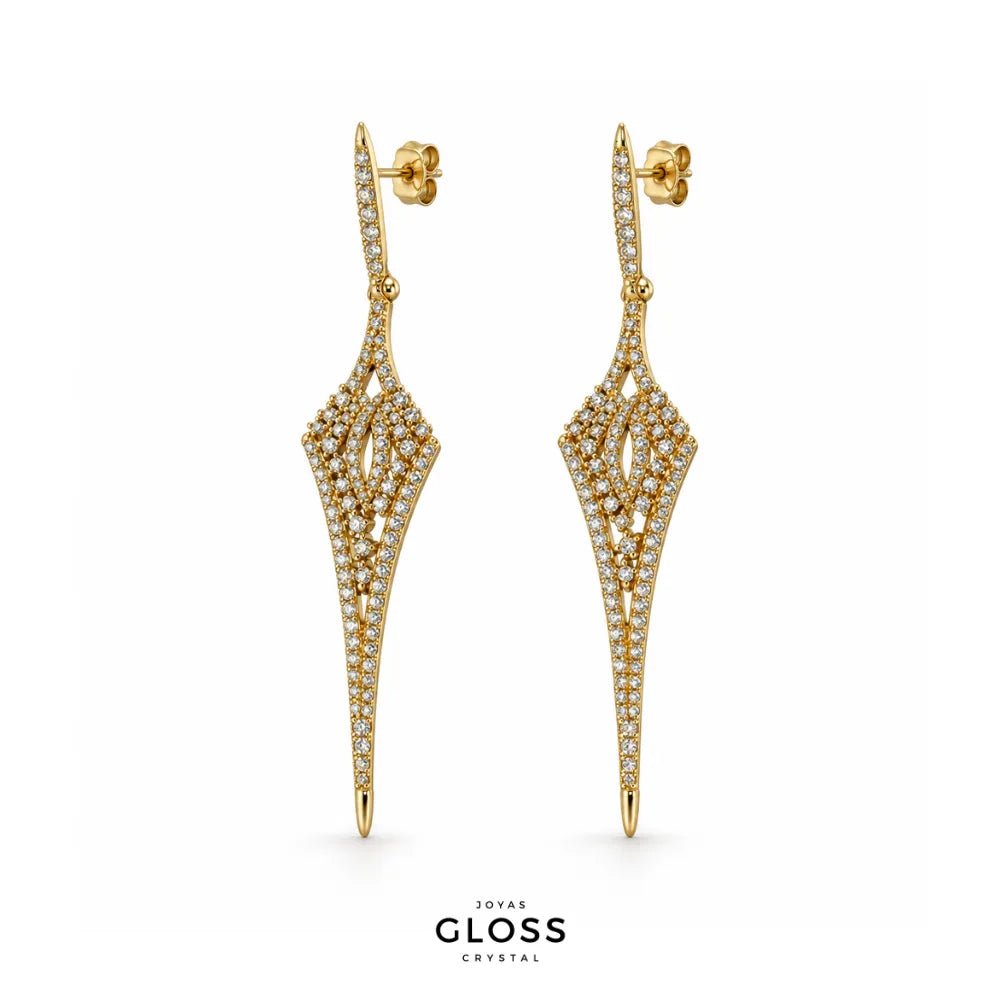 Aros Luminosa Fiesta Oro 18k - Joyas Gloss Crystal