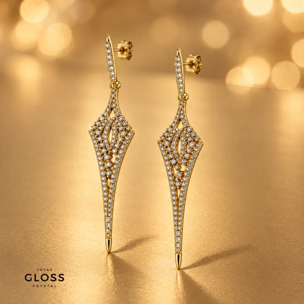 Aros Luminosa Fiesta Oro 18k - Joyas Gloss Crystal