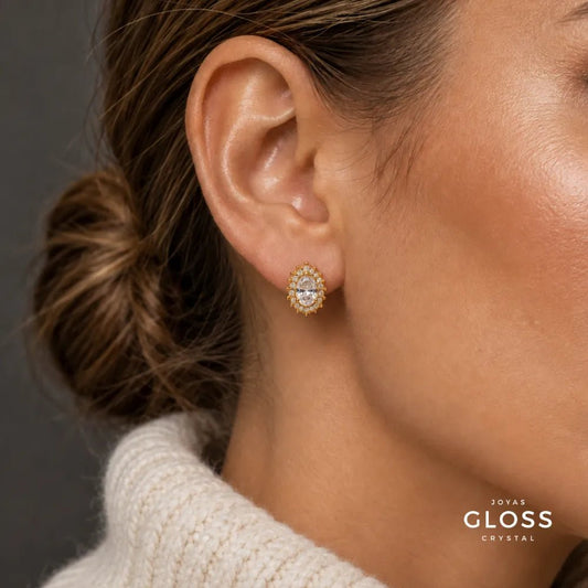 Aros Mykonos Crystal Oro 18k - Joyas Gloss Crystal