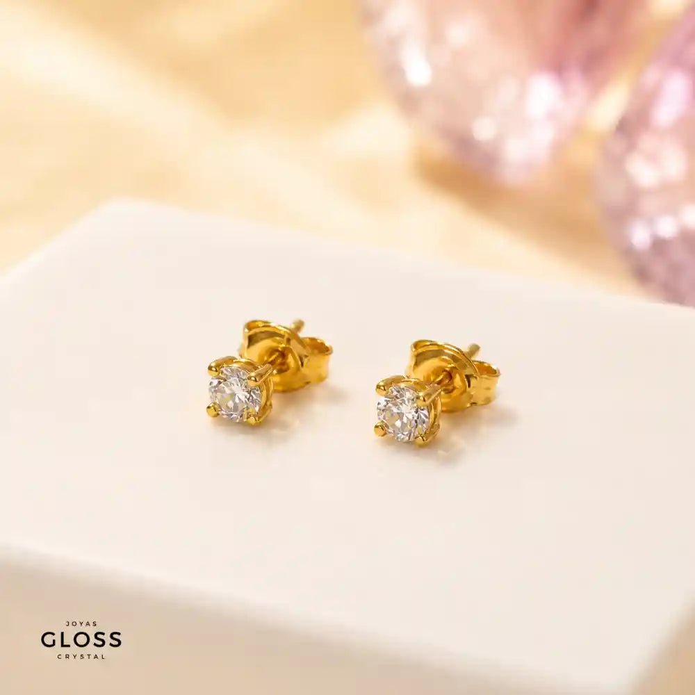 Aros Niña Lucila Crystal Baño de Oro 18k - Joyas Gloss Crystal