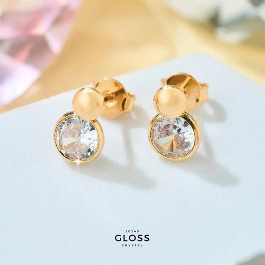 Aros Olivia Medium Baño de Oro - Joyas Gloss Crystal