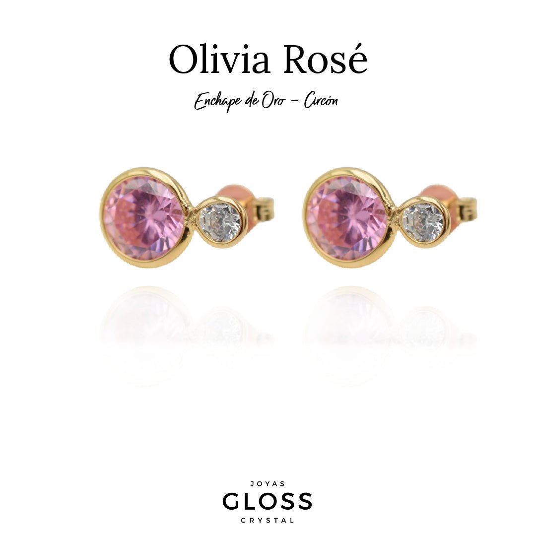 Aros Olivia Rosé Oro - Joyas Gloss Crystal