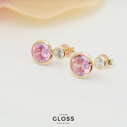 Aros Olivia Rosé Oro - Joyas Gloss Crystal