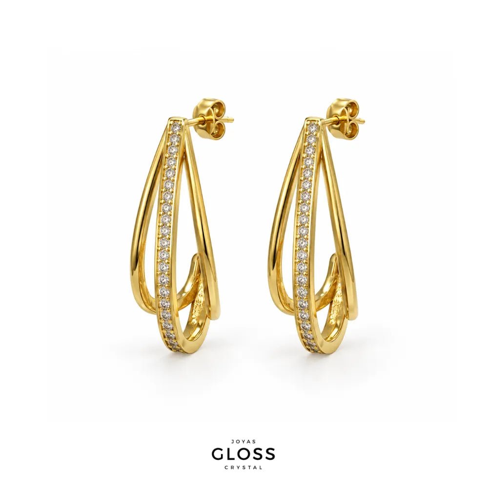 Aros Preciosa Oro 18k - Joyas Gloss Crystal
