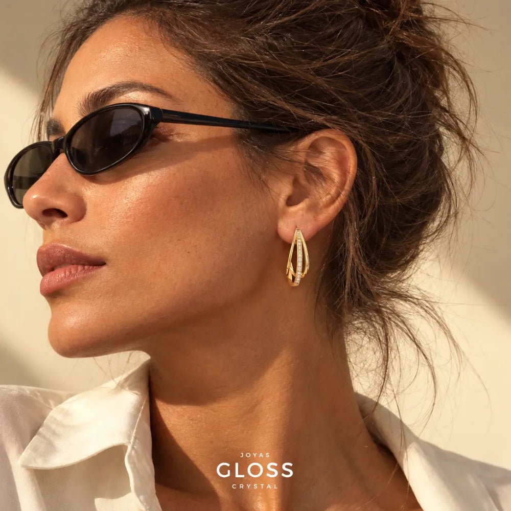 Aros Preciosa Oro 18k - Joyas Gloss Crystal