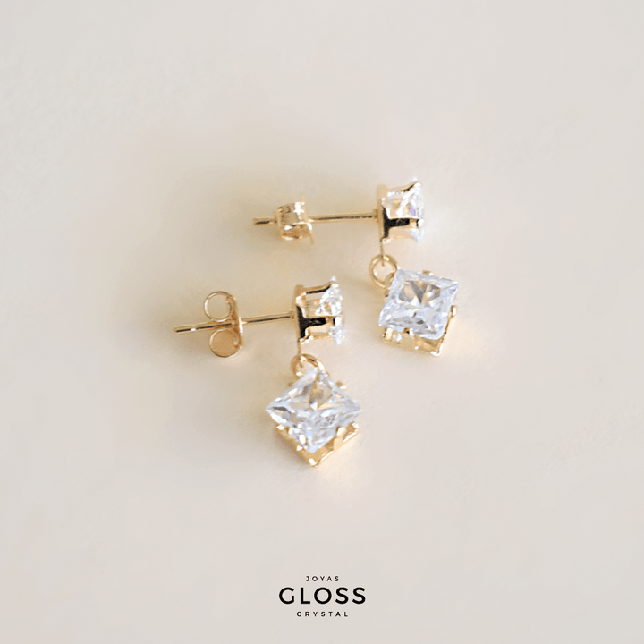 Aros Princesa Baño Oro - Joyas Gloss Crystal