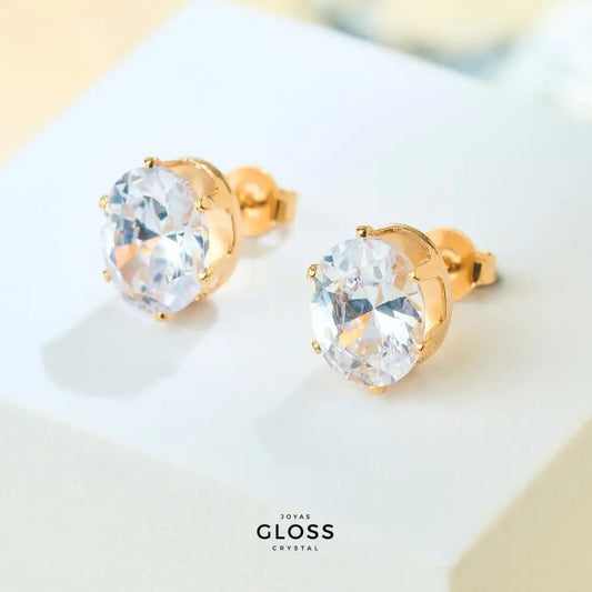 Aros Punto de Luz Ofelia baño de Oro 18k - Joyas Gloss Crystal