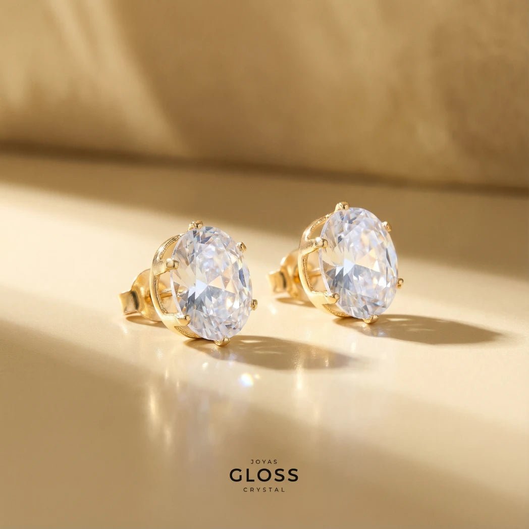 Aros Punto de Luz Ofelia baño de Oro 18k - Joyas Gloss Crystal