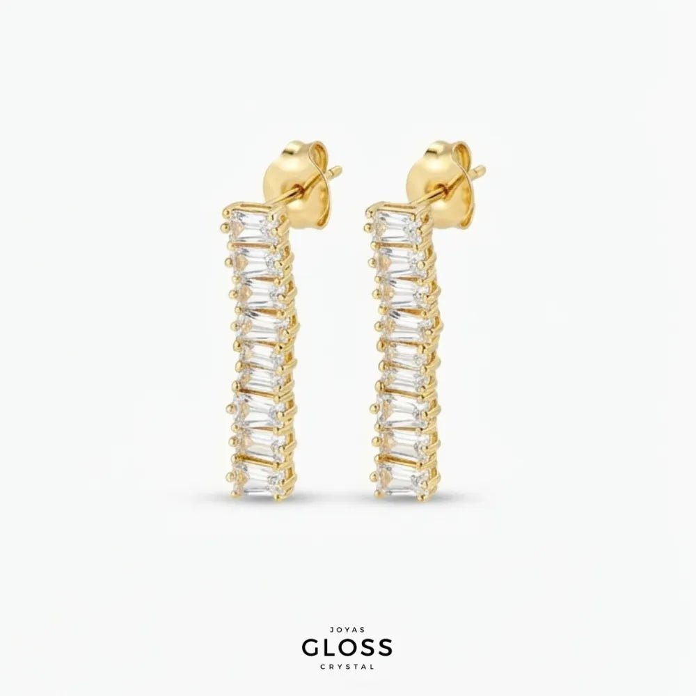 Aros Stella Marina Oro 18k - Joyas Gloss Crystal