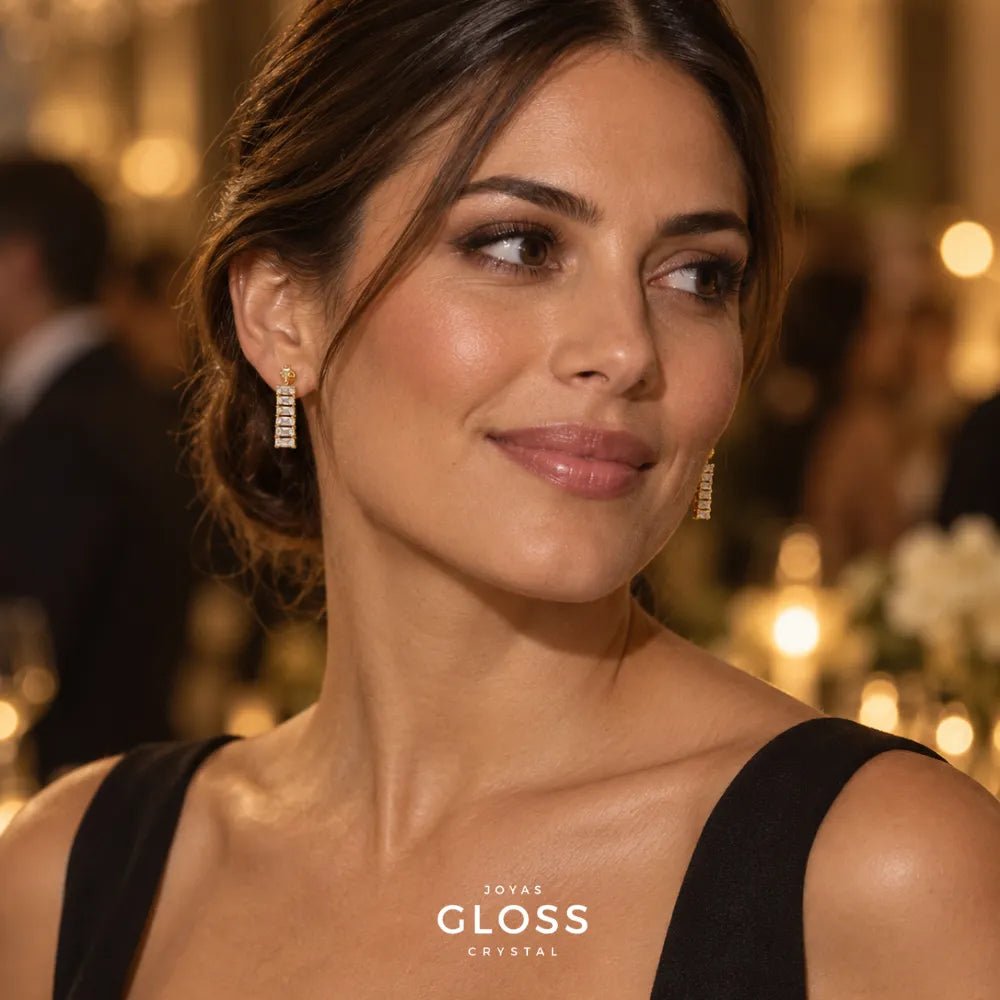 Aros Stella Marina Oro 18k - Joyas Gloss Crystal