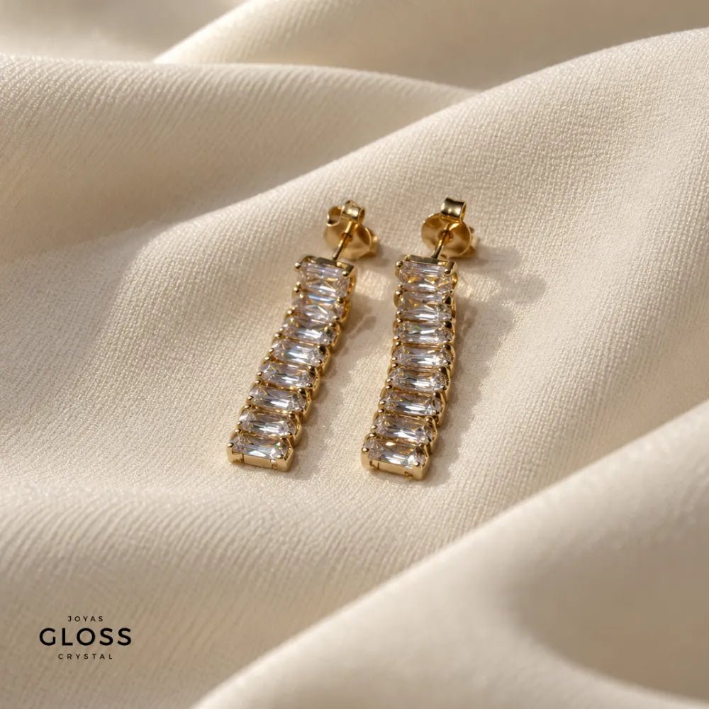 Aros Stella Marina Oro 18k - Joyas Gloss Crystal