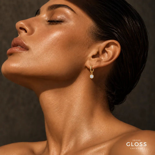 Aros Sun Pearl Oro 18K - Joyas Gloss Crystal