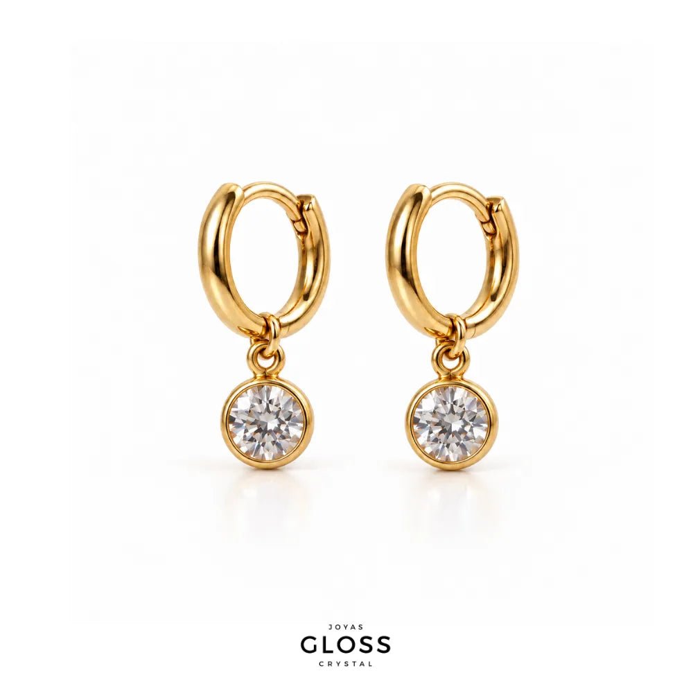 Aros Sun Pearl Oro 18K - Joyas Gloss Crystal