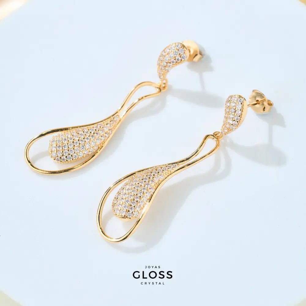Aros Swan Fiesta Baño de Oro 18k - Joyas Gloss Crystal