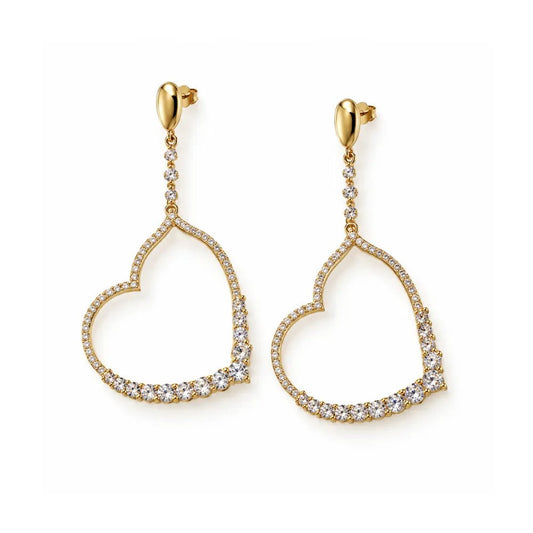 Aros Tesoro Corazón Oro 18k - Joyas Gloss Crystal
