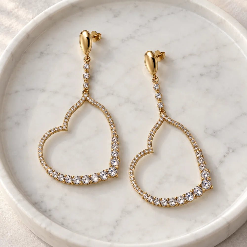 Aros Tesoro Corazón Oro 18k - Joyas Gloss Crystal