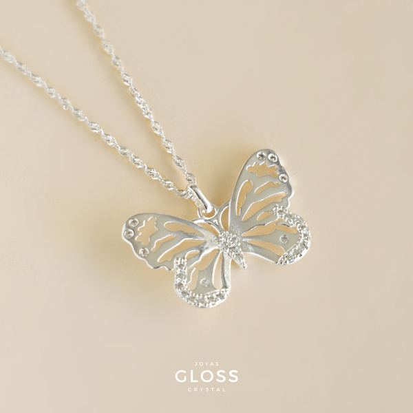 Collar Butterfly Mariposa Plata - Joyas Gloss Crystal