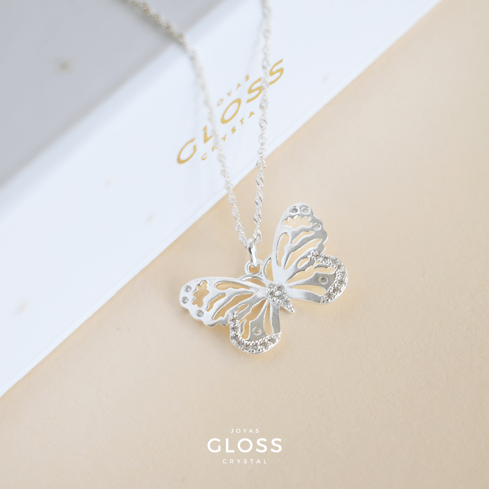 Collar Butterfly Mariposa Plata - Joyas Gloss Crystal