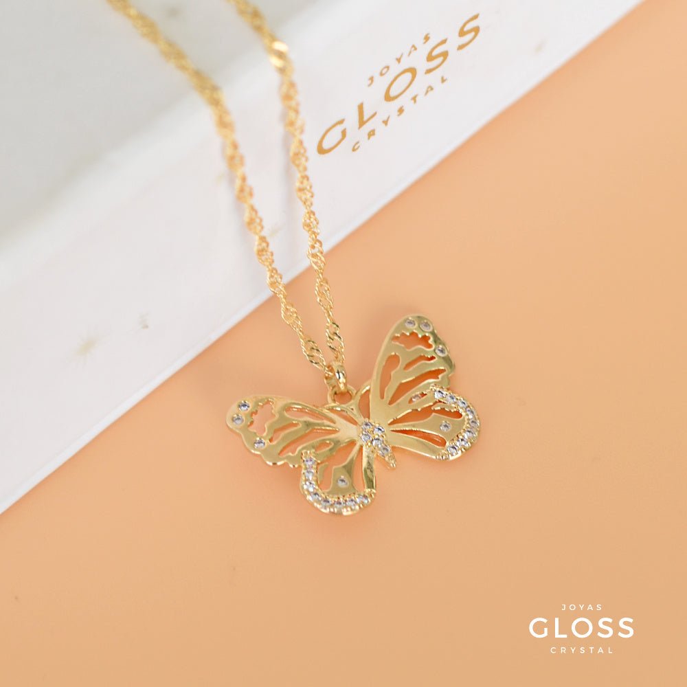 Collar Butterfly Oro - Joyas Gloss Crystal