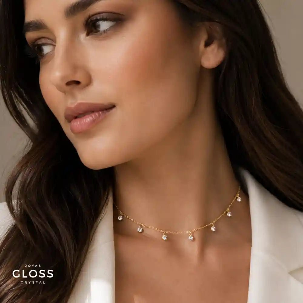 Collar Choker Galaxy Baño de Oro 18k - Joyas Gloss Crystal