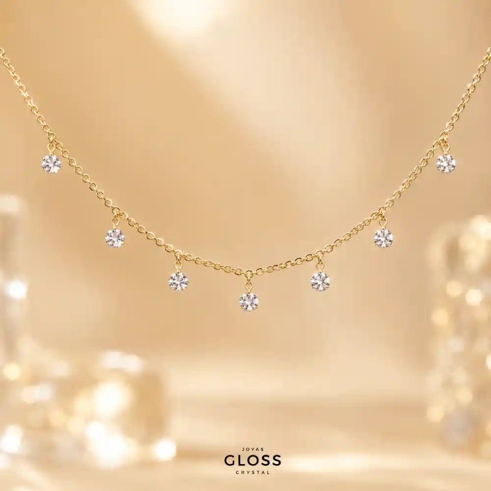 Collar Choker Galaxy Baño de Oro 18k - Joyas Gloss Crystal