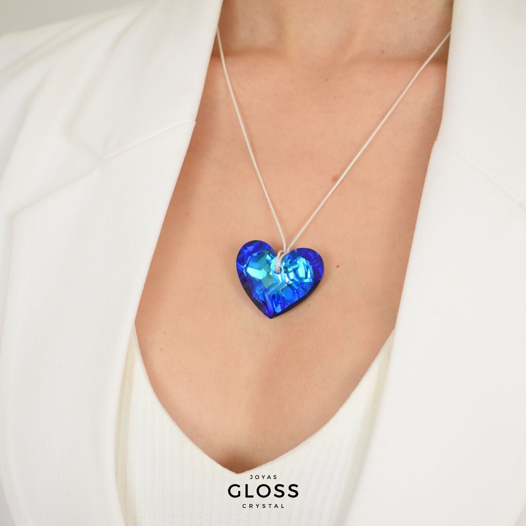 Collar Corazón Profundo Bermuda Blue - Joyas Gloss Crystal