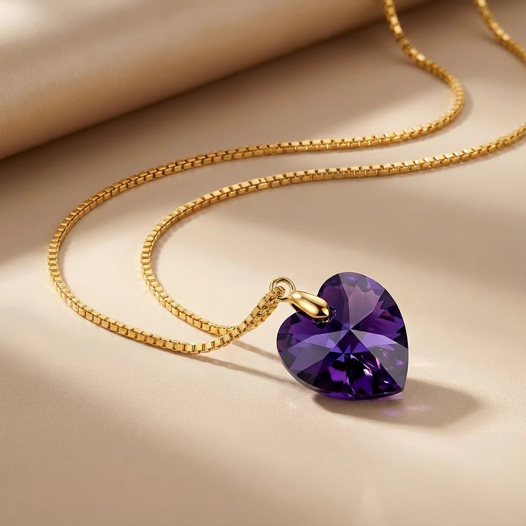 Collar Corazón Titanic Helitrope Baño de Oro - Joyas Gloss Crystal