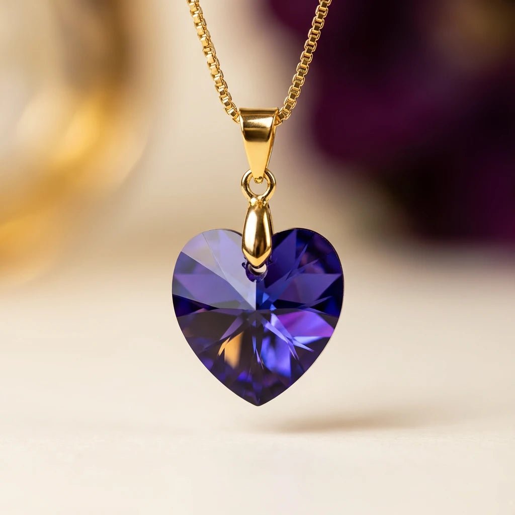 Collar Corazón Titanic Helitrope Baño de Oro - Joyas Gloss Crystal