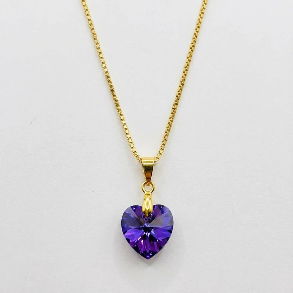 Collar Corazón Titanic Helitrope Baño de Oro - Joyas Gloss Crystal