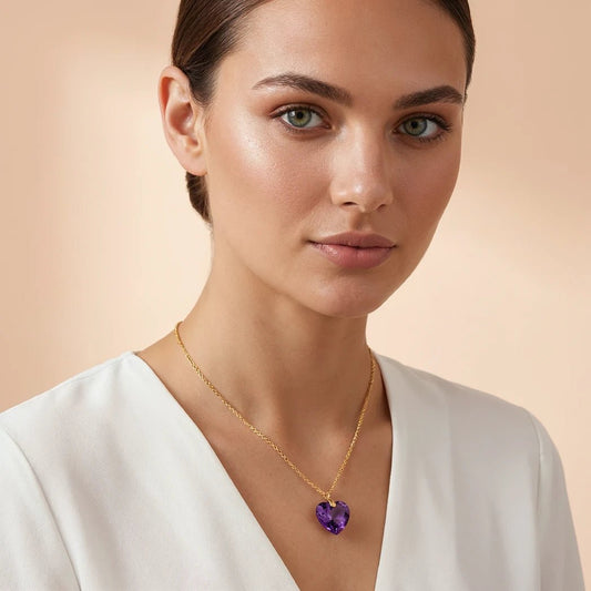 Collar Corazón Titanic Helitrope Baño de Oro - Joyas Gloss Crystal