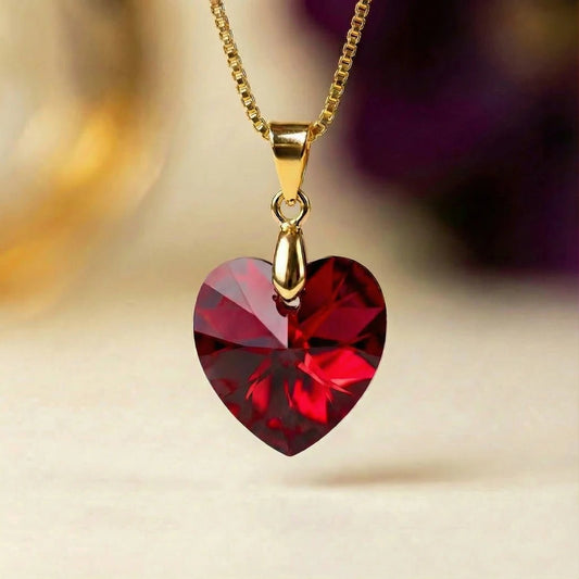 Collar Corazón Titanic Rojo Baño de Oro 18k - Joyas Gloss Crystal