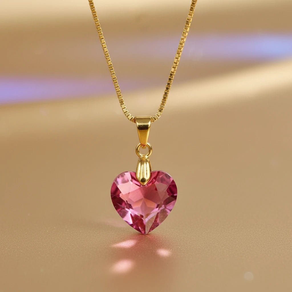 Collar Corazón Titanic Rosé Baño de Oro - Joyas Gloss Crystal