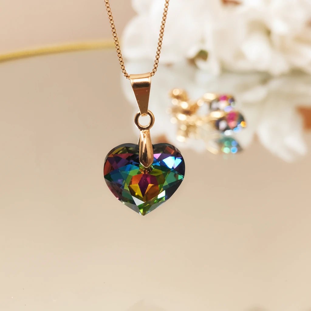 Collar Corazón Titanic Vitrail Medium Baño de Oro - Joyas Gloss Crystal