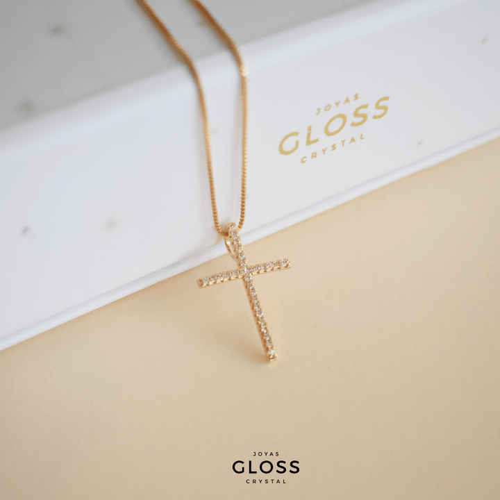 Collar Cruz Divina Oro - Joyas Gloss Crystal