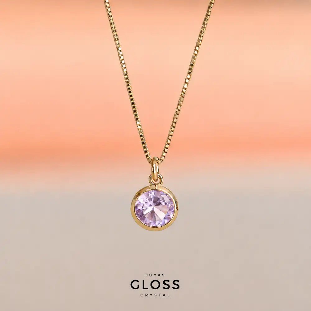 Collar Dalia Amatista Punto Luz Oro - Joyas Gloss Crystal