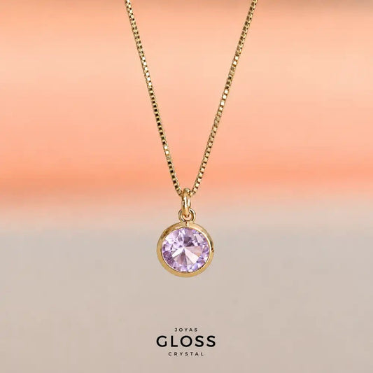 Collar Dalia Amatista Punto Luz Oro - Joyas Gloss Crystal