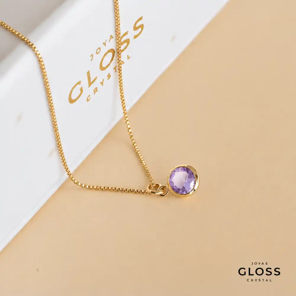 Collar Dalia Amatista Punto Luz Oro - Joyas Gloss Crystal