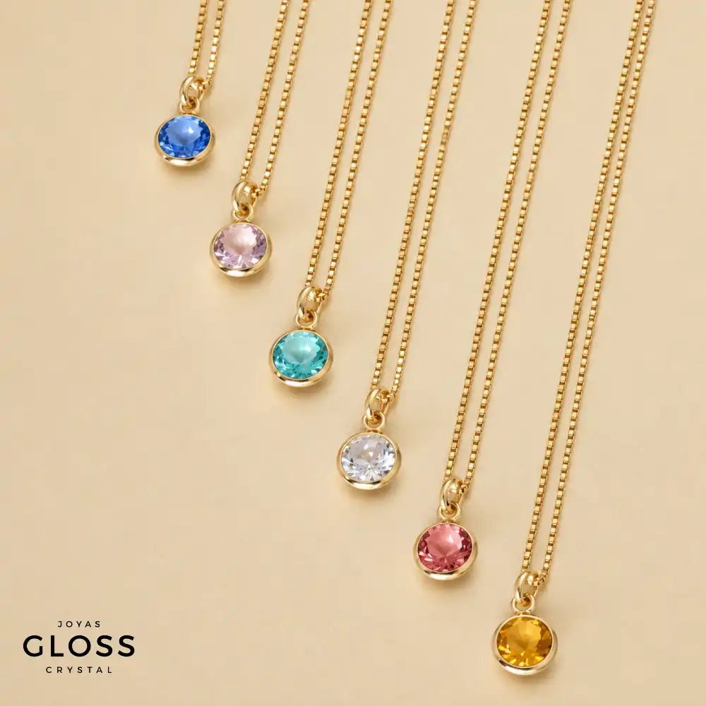 Collar Dalia Aquamarine Punto Luz Oro - Joyas Gloss Crystal