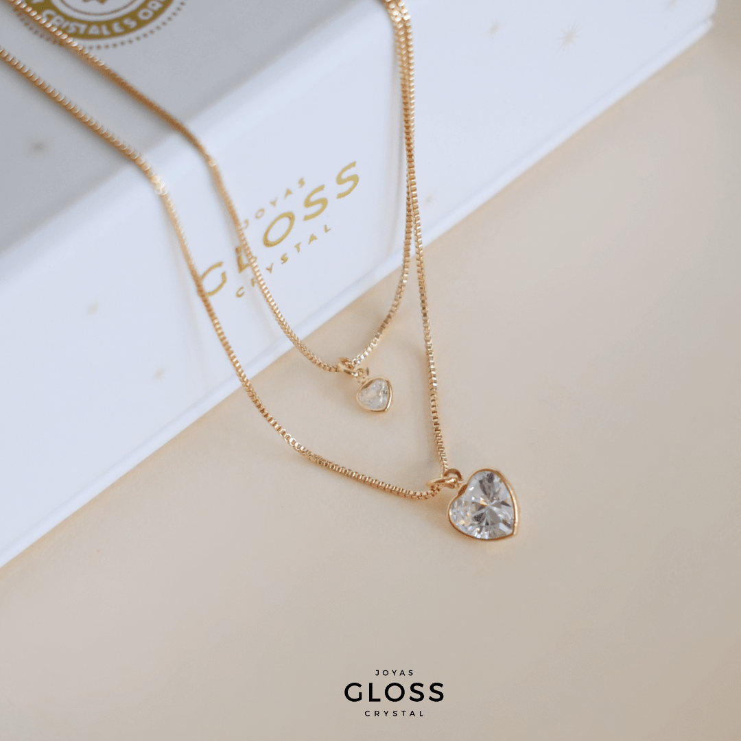 Collar Doble Amor Oro - Joyas Gloss Crystal