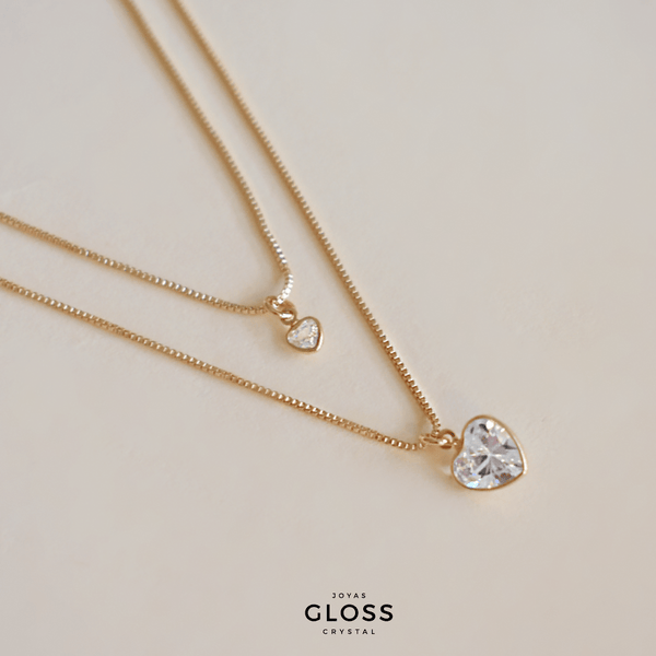 Collar Doble Amor Oro - Joyas Gloss Crystal