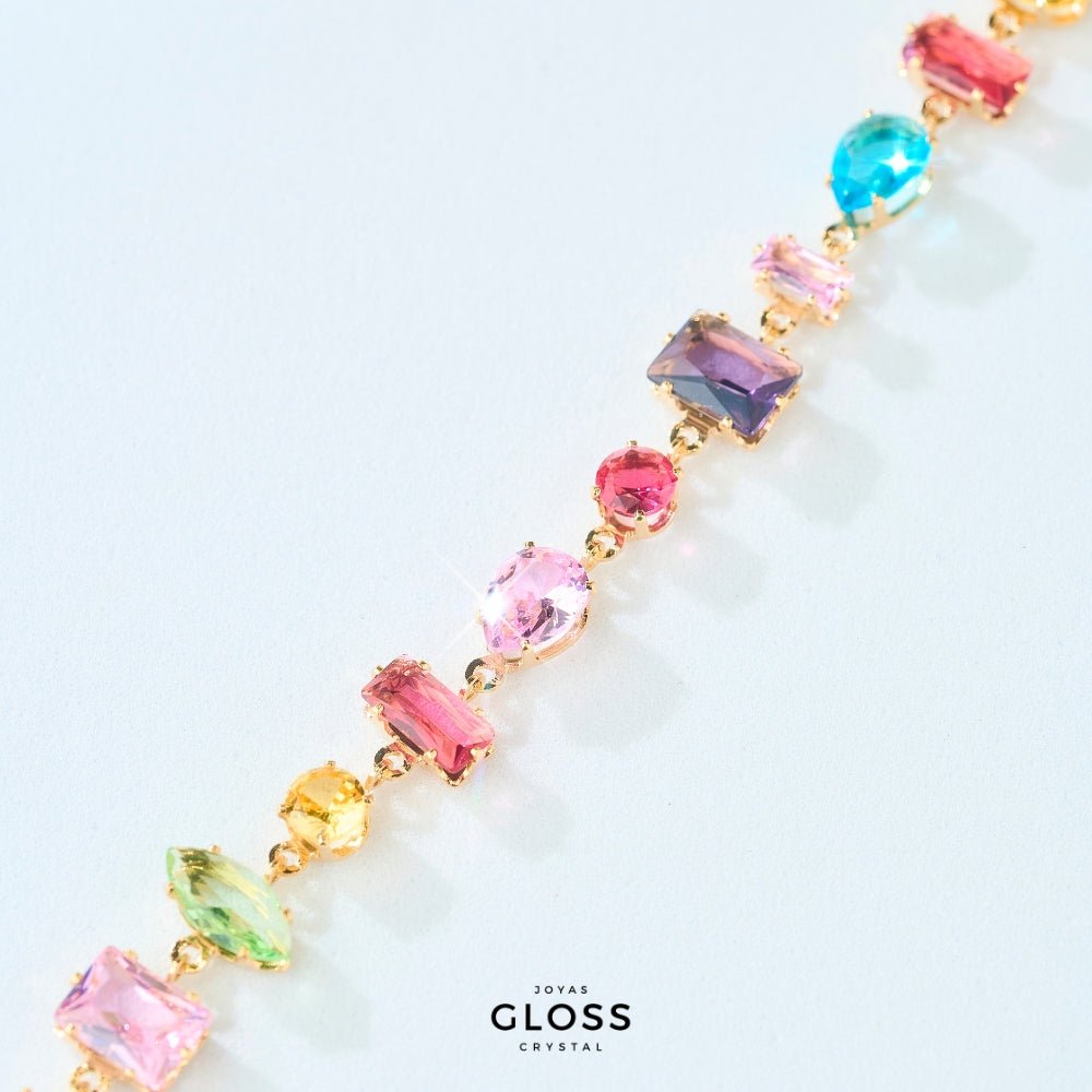 Collar Emperatriz Colores Baño de Oro 18k - Joyas Gloss Crystal