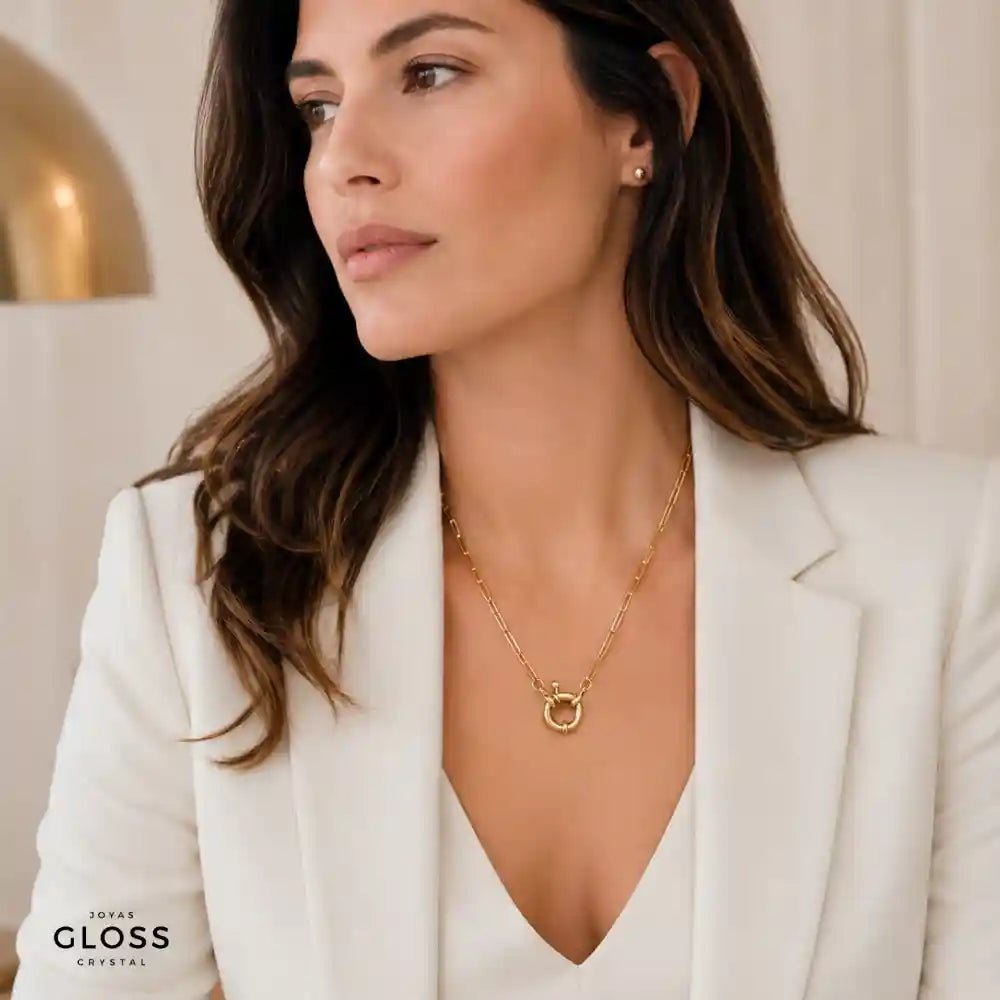 Collar Eslabones Timón Oro 18K - Joyas Gloss Crystal