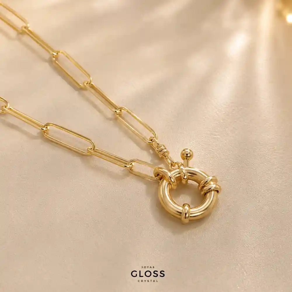 Collar Eslabones Timón Oro 18K - Joyas Gloss Crystal