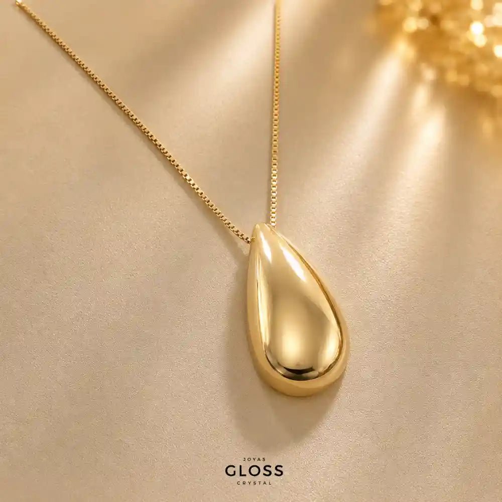 Collar Gota Chunky Baño de Oro 18K. - Joyas Gloss Crystal