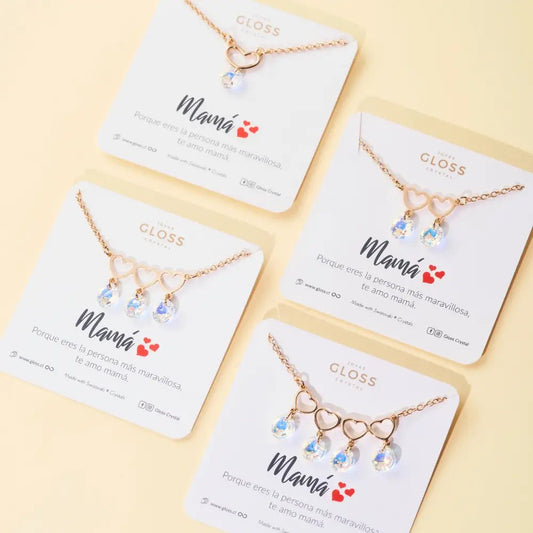 Collar Mom Cuádruple Oro - Joyas Gloss Crystal