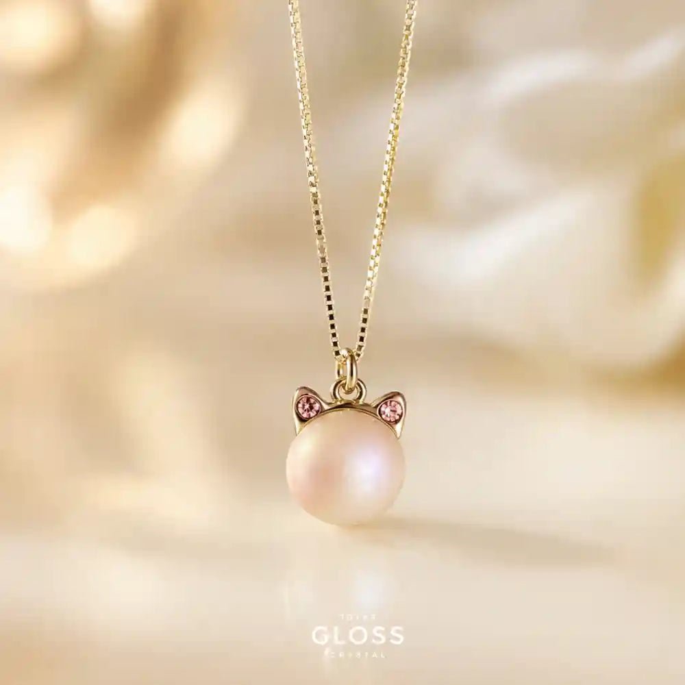 Collar Niñas Kitty Kat Plata + Swarovski - Joyas Gloss Crystal