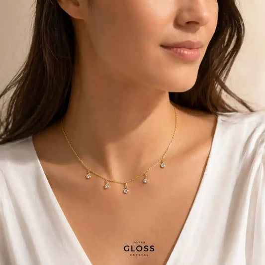 Collar Olivia Baño de Oro 18k - Joyas Gloss Crystal