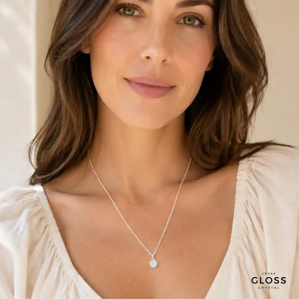 Collar Punto de luz Margarita Plata - Joyas Gloss Crystal